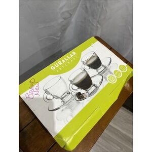 Gurallar ArtCraft 12pc Glass Espresso Cup & Saucer Set Made in Turkey NEW